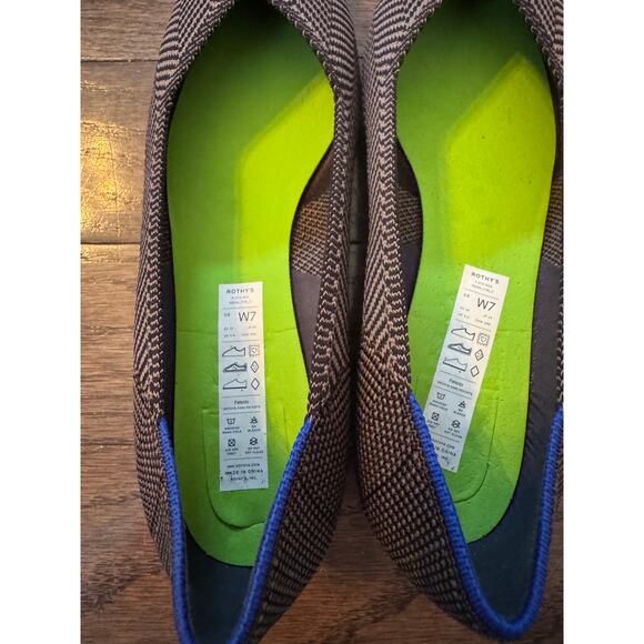 Rothys High Point Block Heels Women 7 Sparrow Herringbone Gray Knit Pointed Toe - Picture 3 of 8